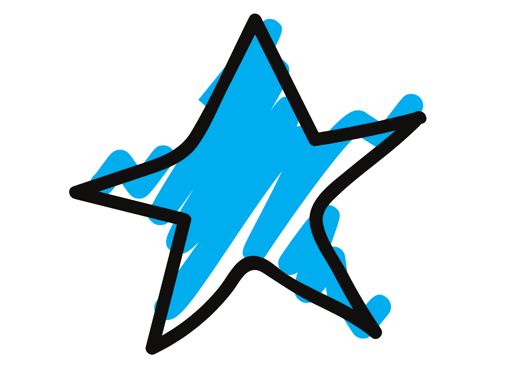 bright blue doodle star