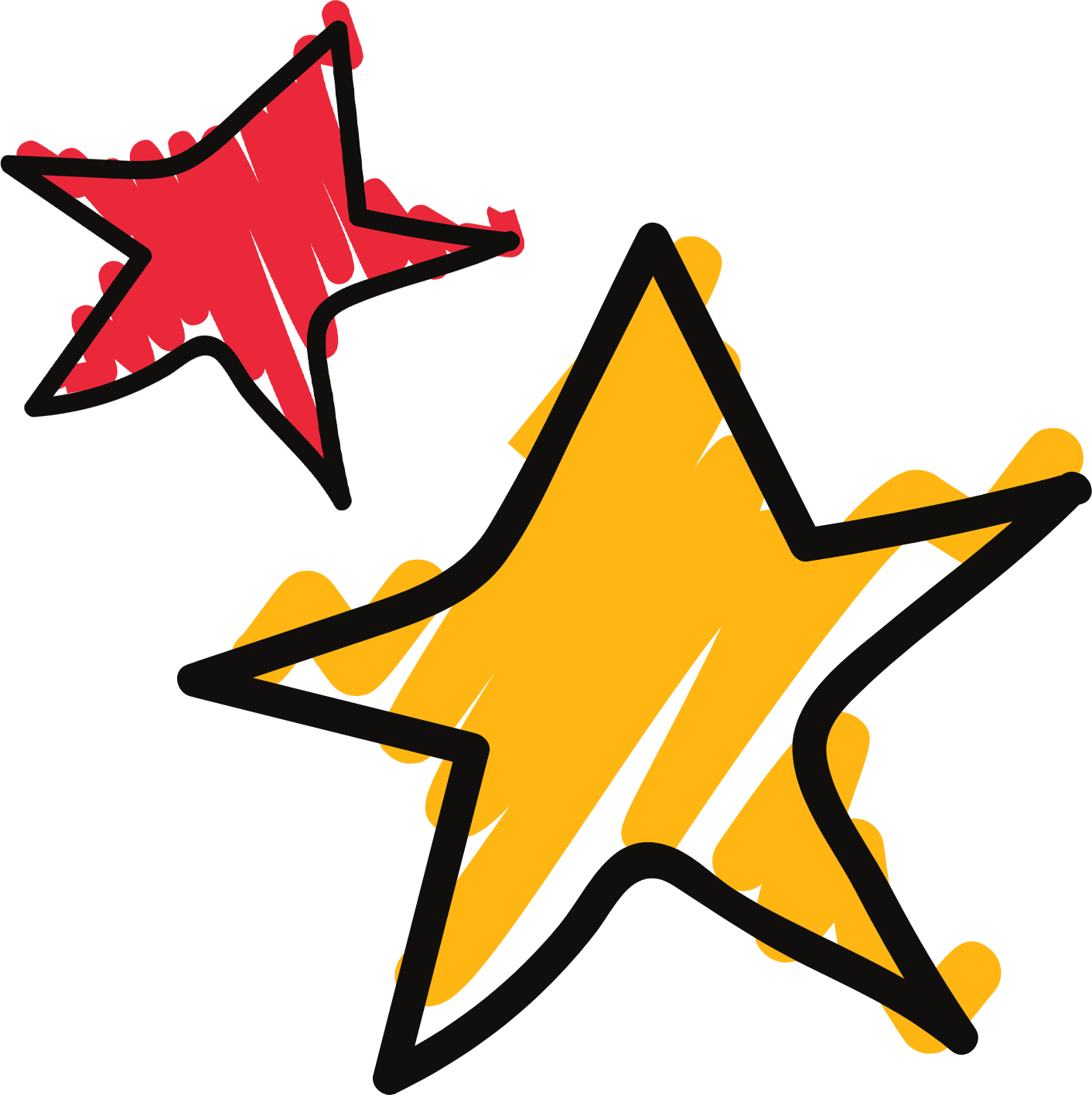 Scribble Star in Red and Yellow