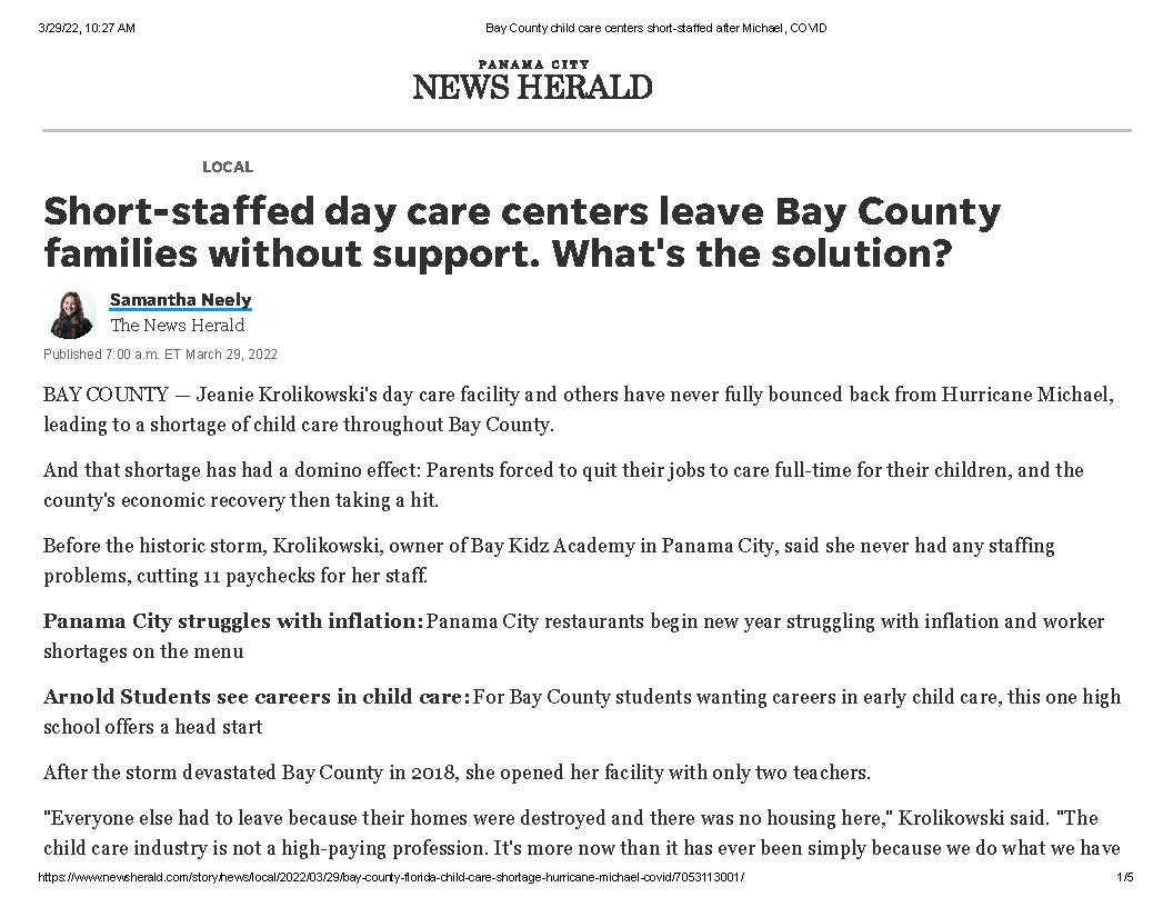 Short staffed Day Care Centers Leave Bay Countyfamilies Without Support